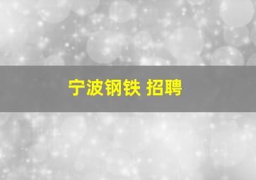 宁波钢铁 招聘